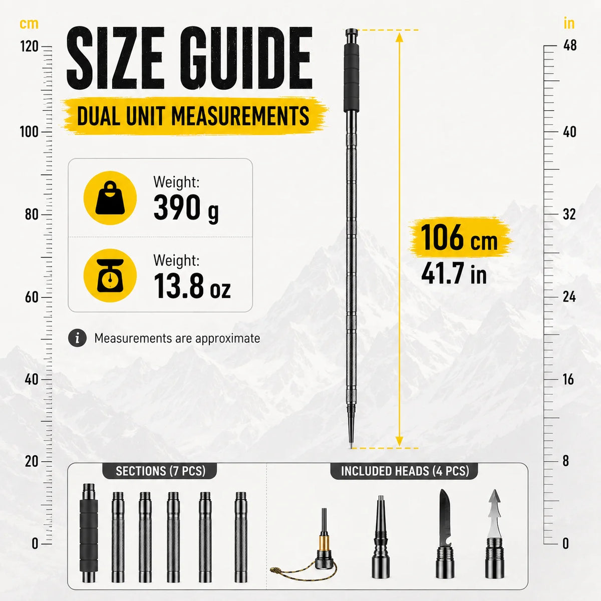 Adjustable 106cm Outdoor Walking Stick Telescopic Lightweight Trekking Pole with Non Slip Comfort Grip for Hiking Camping Travel and Daily Walking