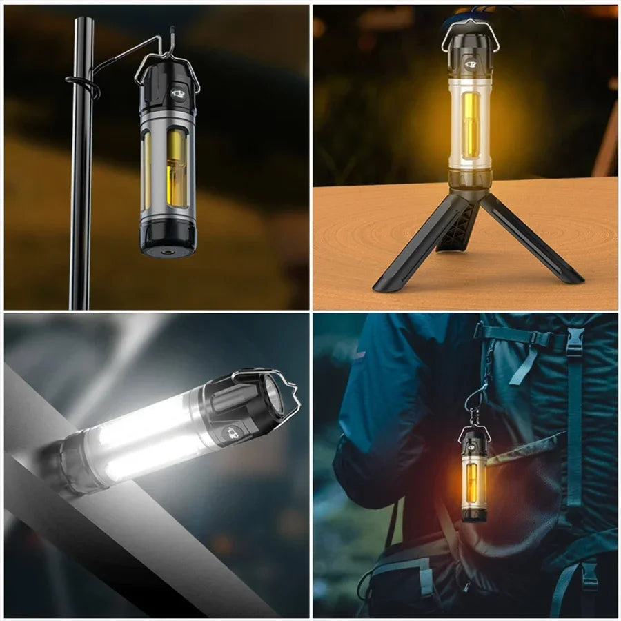 Camping Light Lightweight Handheld Torch 5 Lighting Modes Rechargeable Tent Lamp for Patio Climbing with 8 Light Filaments