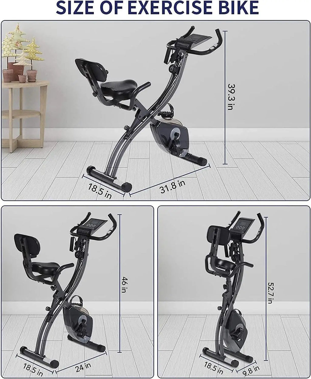Folding Magnetic Upright Exercise Bike — Quiet Stationary Indoor Cycling Bike with Pulse Sensors & LCD Display