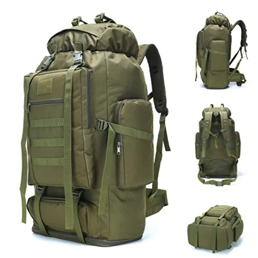 100L Hiking Camping Backpack MOLLE Rucksack Waterproof Daypack