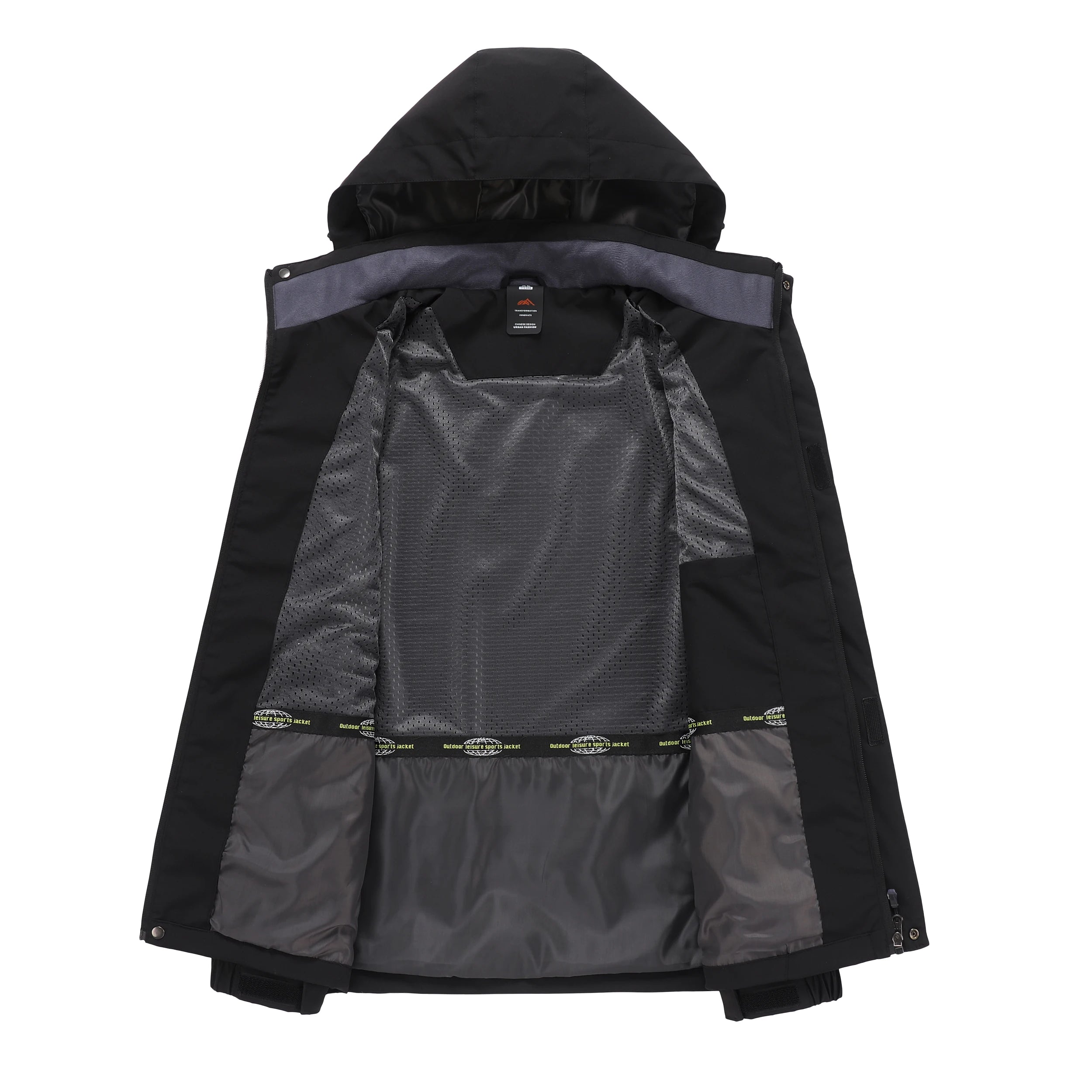 Men’s Spring Autumn Outdoor Water Repellent Jacket Windproof Wear Resistant Detachable Hood for Camping Fishing Mountaineering Hiking