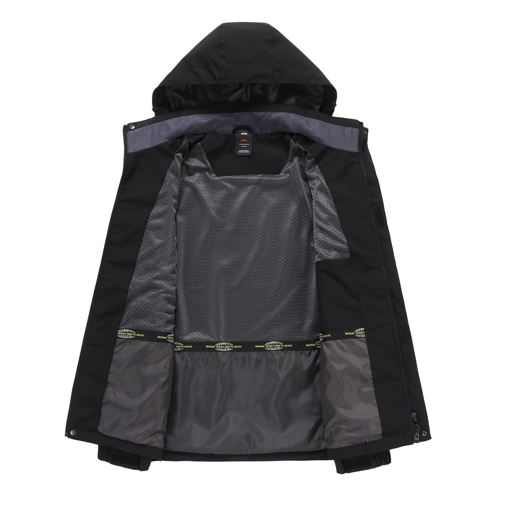 Men’s Spring Autumn Outdoor Water Repellent Jacket Windproof Wear Resistant Detachable Hood for Camping Fishing Mountaineering Hiking