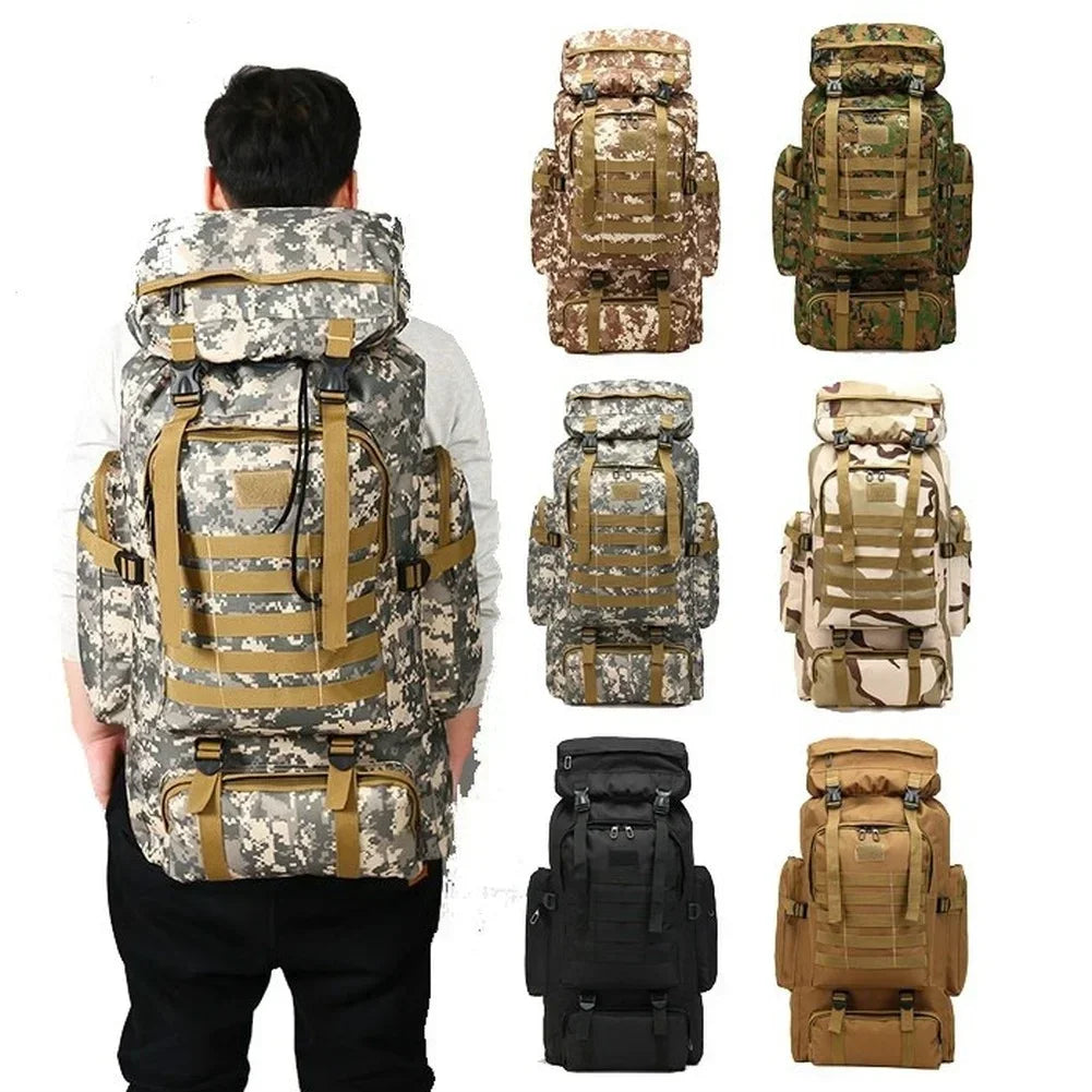 Large 80L 100L Mountaineering Backpack for Hiking Camping Travel and Tactical Outdoor Use