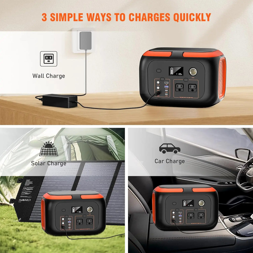 600W 300W 200W 120W Portable Power Station 110V AC Outlets Solar Generator Energy Storage Power Bank for Camping Travel RV Home