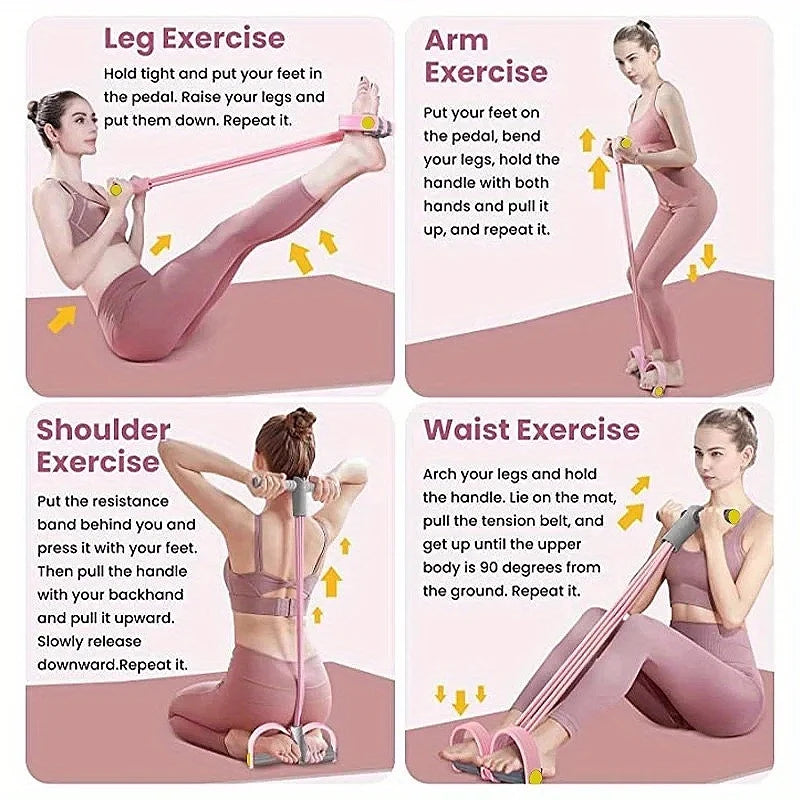 Multi‑Function Resistance Band Set 4 Tubes for Intense Workout NBR Comfort Handles for Office Living Room Bedroom Use