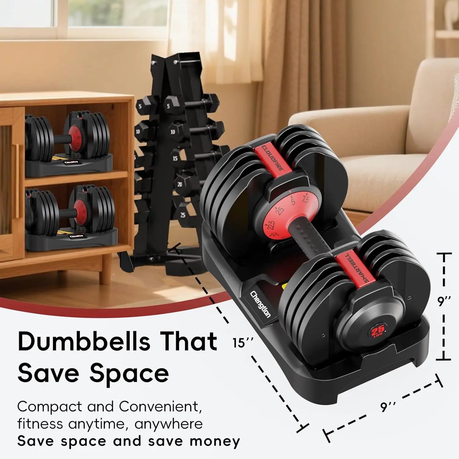 Adjustable Dumbbells for Home Gym — Rapid Weight Change, Safe Locking Mechanism & Ergonomic Anti‑Slip Grip