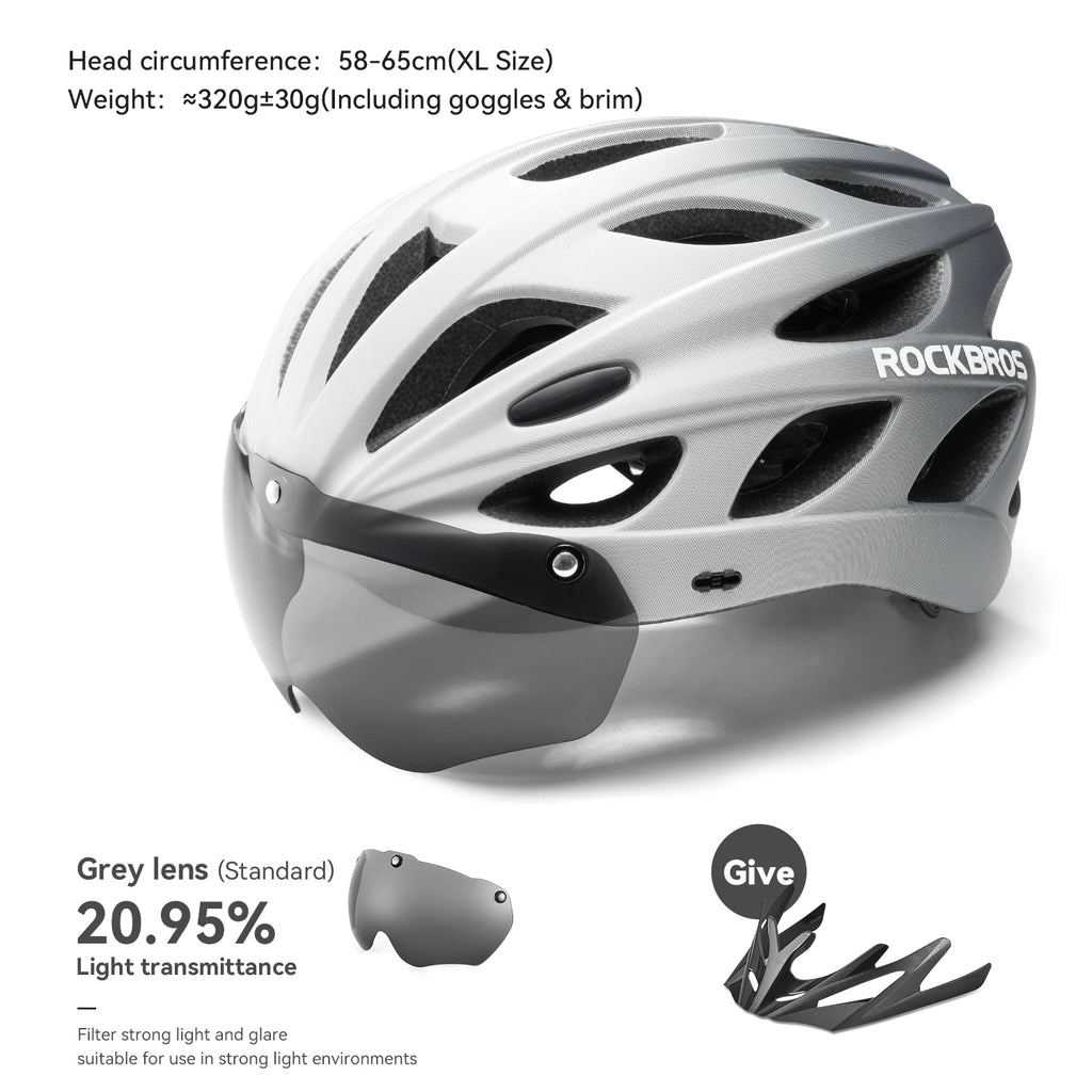 Cycling Helmet Lightweight Integrated Head Protection Safety Helmet with Goggles for Men and Women MTB and Road Bike Riding