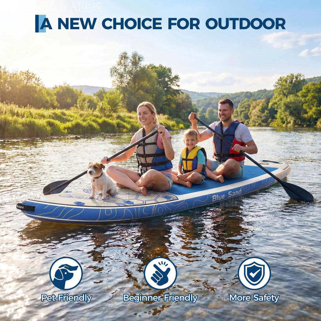 Extra Wide Stable Inflatable Stand Up Paddle Board for Adults and Youth, Ultra‑Light PVC with Non‑Slip EVA Deck, 450 lb Capacity, Adjustable Paddle, High‑Pressure Pump, and Backpack