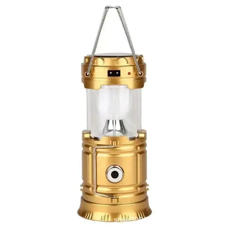 Solar Camping Lamp Portable Telescopic USB Rechargeable Lantern Flashlight Emergency Hanging Lamp Waterproof Outdoor Light