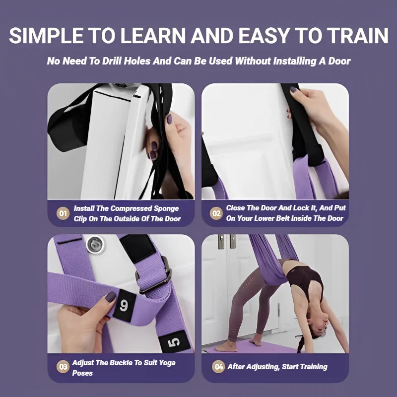 Adjustable Aerial Yoga Stretch Strap — Leg Splits, Flexibility, and Hammock Training
