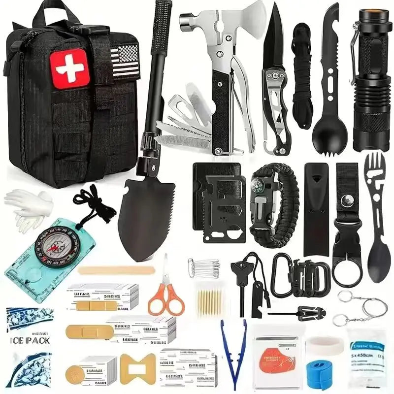 258 Piece Car Emergency Kit Portable Family Travel Tactical Hiking EVA Material Camping Essential Backpack for Sports Office Ship Unexpected Incidents