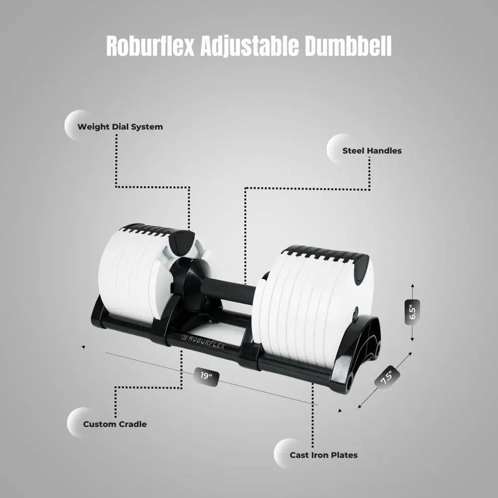 Dumbbell Single 540 Adjustable Dumbbell, 80 lb Max, 5 lb Increments with 20 Weight Settings for Home Gym Fitness