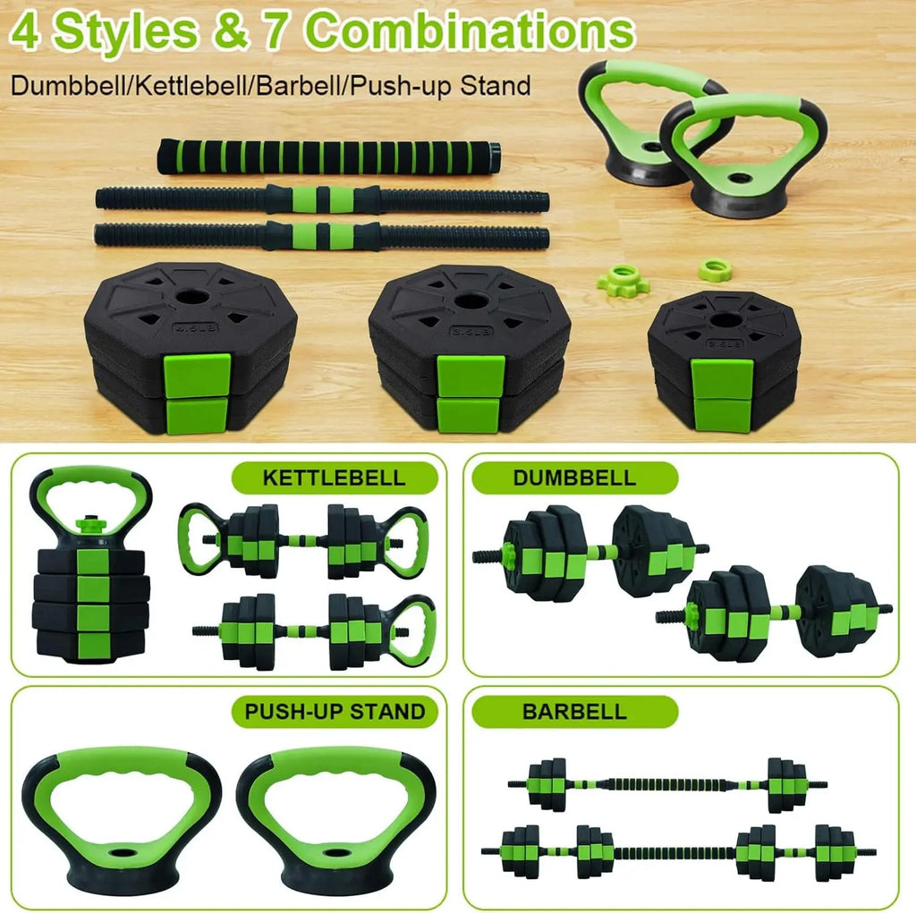 66 lb / 88 lb 4‑in‑1 Adjustable Kettlebell and Dumbbell Set, Converts to Kettlebells, Barbell, and Push‑Up Stands for Home and Gym Training