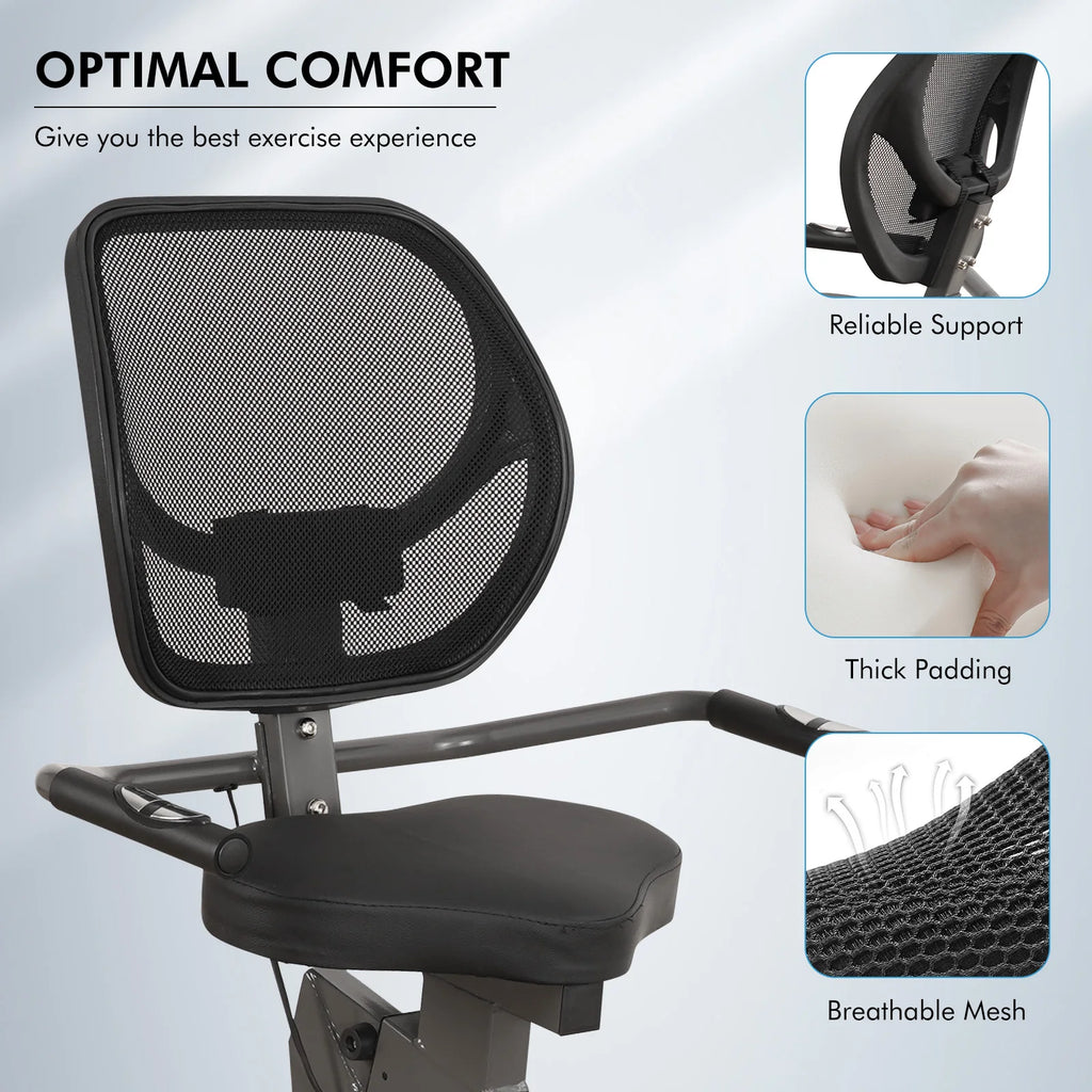 Recumbent Exercise Bike for Home Stationary Bike Quiet 8 Level Resistance with Large Comfortable Seat and Heart Rate Handles