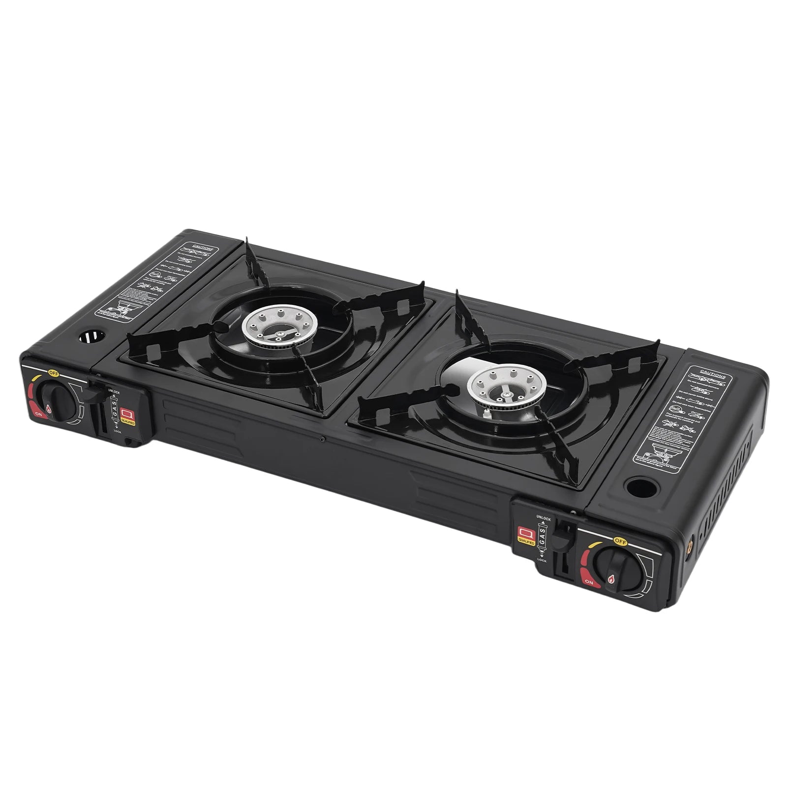 2‑Burner Portable Camping Stove 2500W Each Gas Grill Stove with Carry Case Butane/LPG Compatible