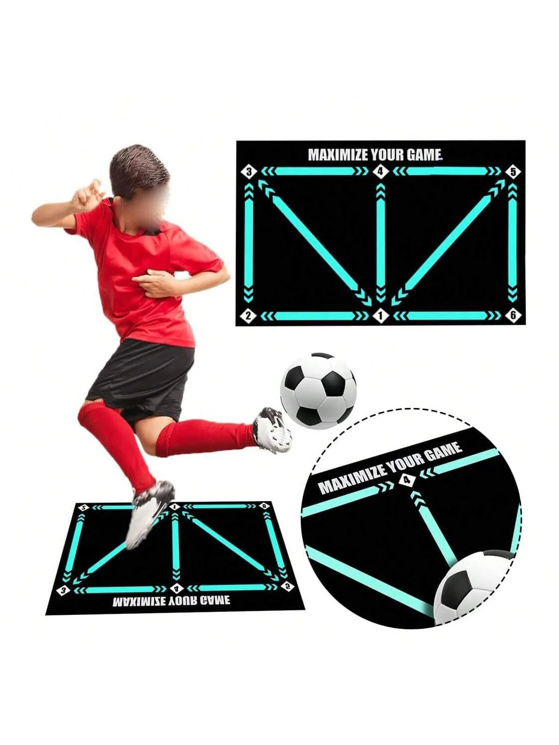 Soccer Ball Control Training Mat Stable Silent Rubber Base Digital Guidance Design Improve Ball Sense Daily Training