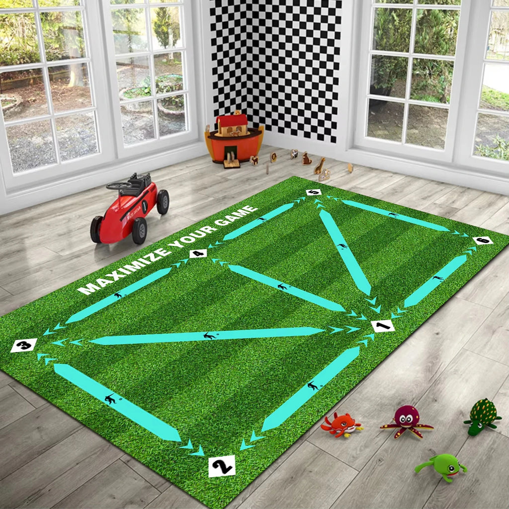 Durable Non Slip Football Training Mat Foldable Carpet Dribbling Training Mat Children’s Indoor Football Equipment