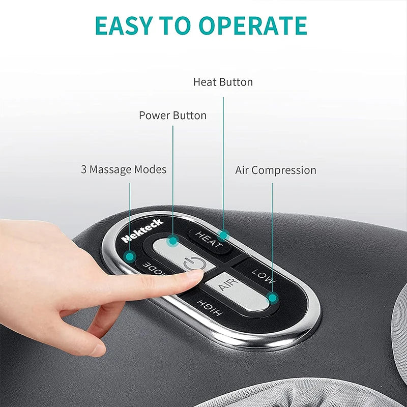Foot Massager with Heat and Air Compression Shiatsu Kneading Roller for Muscle Relaxation and Stress Relief
