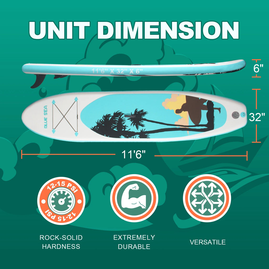Portable Inflatable Stand Up Paddle Board, 10'6" × 32" × 6", Premium PVC, Full Kit for Adults and Youth