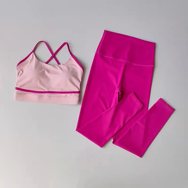 Women Yoga Set Workout Set 2 Piece High Waist Yoga Leggings Sports Bra Gym Suit Activewear Sports Fitness Set Sports Suit