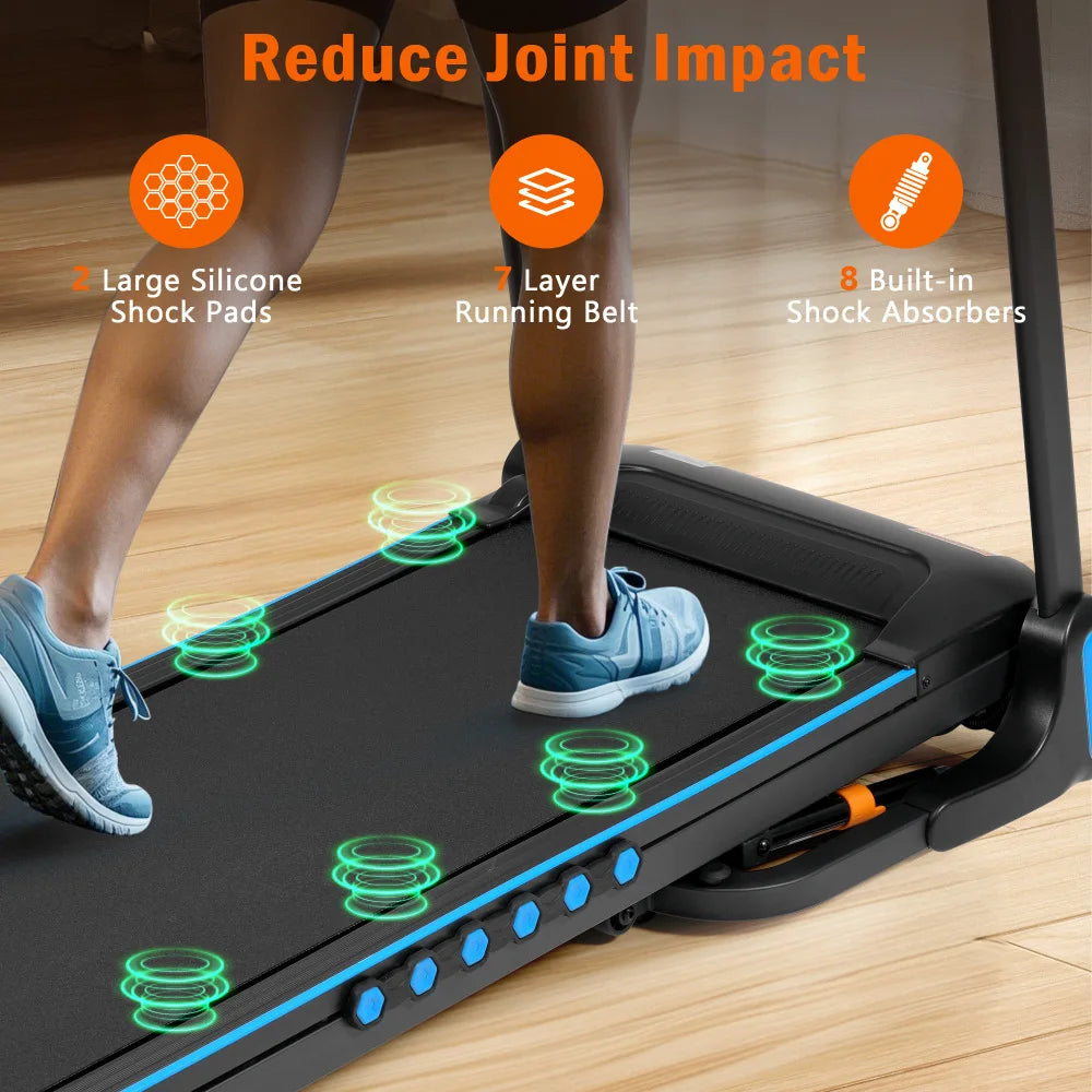 Incline Treadmill for Running and Walking 3.0 HP with 350 lb Capacity Hydraulic Auto Folding Type C and USB Charging up to 10MPH plus Bluetooth Speaker