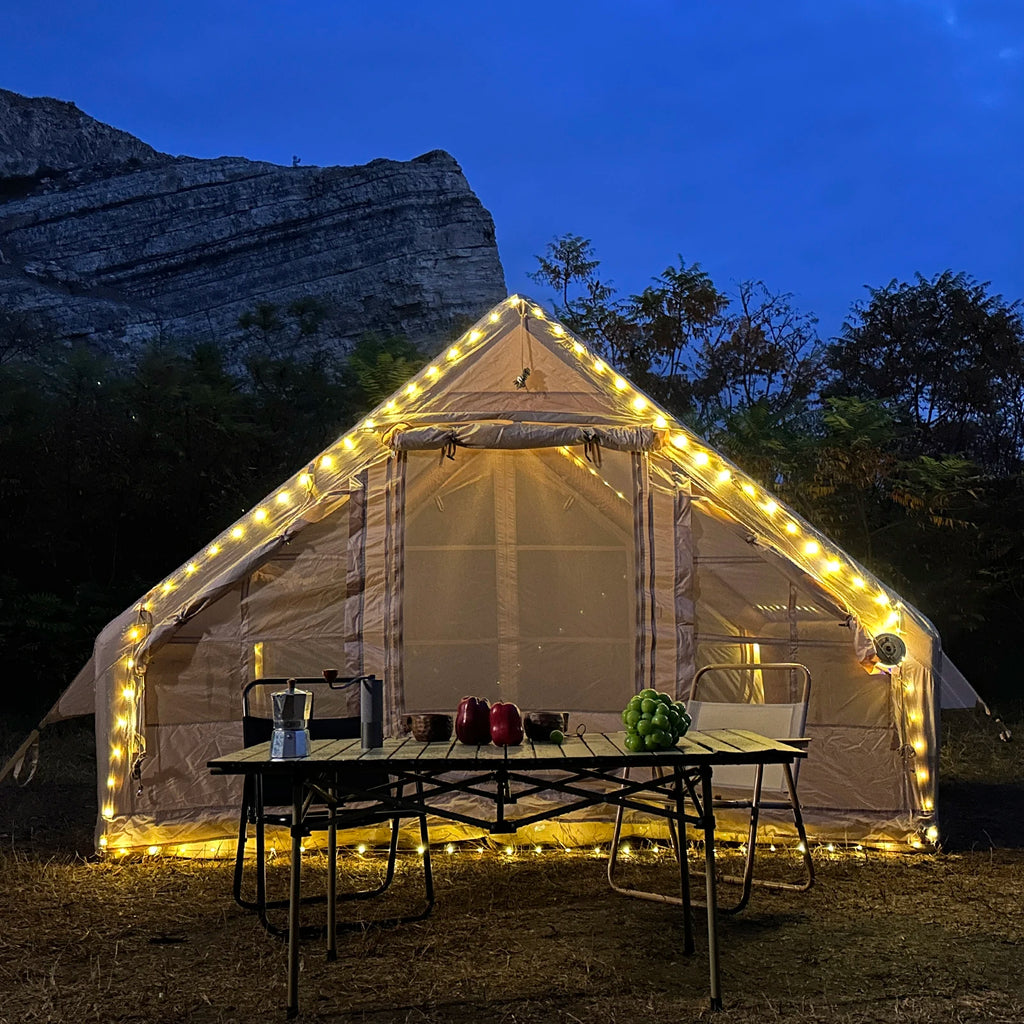 Inflatable Portable Camping Tent - Quick-Setup Waterproof Shelter with Stove Jack