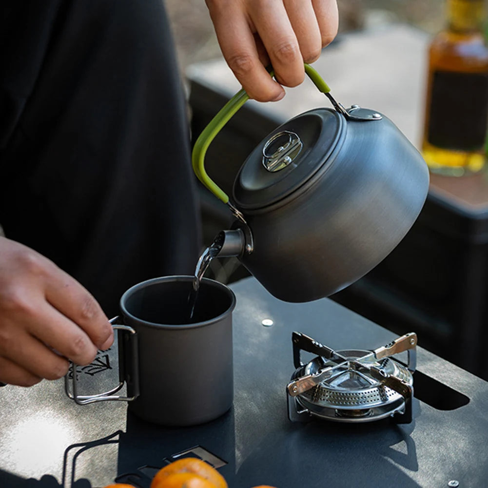 3PCS Camping Cookware Set Pot Pan Kettle Set Portable Cooker for 2 to 3 People with Mesh Bag for Camping Backpacking Outdoor Picnic