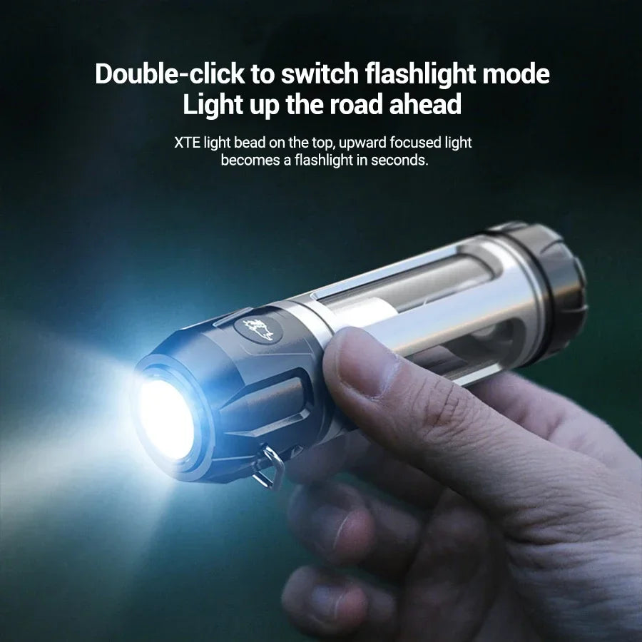 Camping Light Lightweight Handheld Torch 5 Lighting Modes Rechargeable Tent Lamp for Patio Climbing with 8 Light Filaments