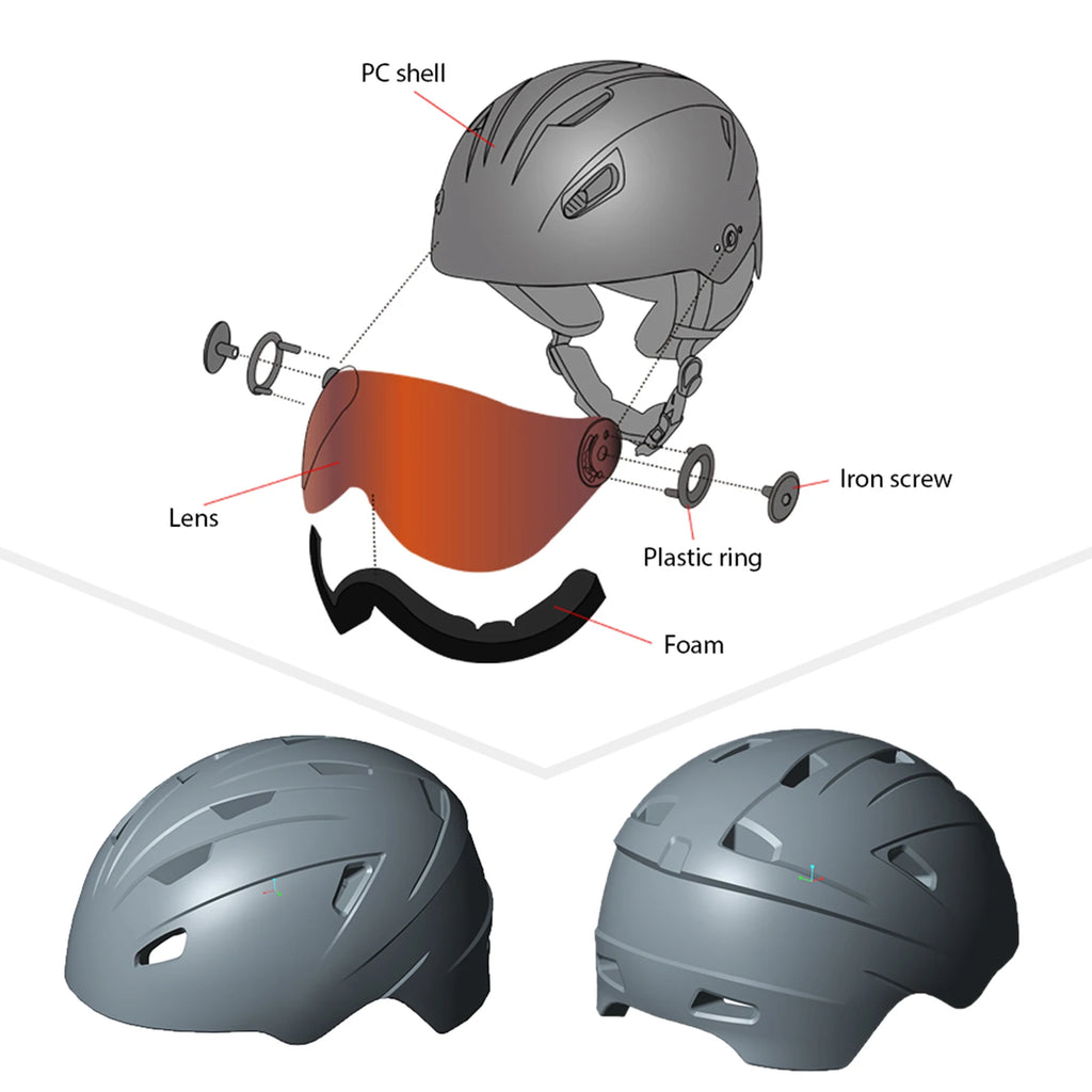 US Ski/Snowboard Helmet with Removable Liner and Ear Pads