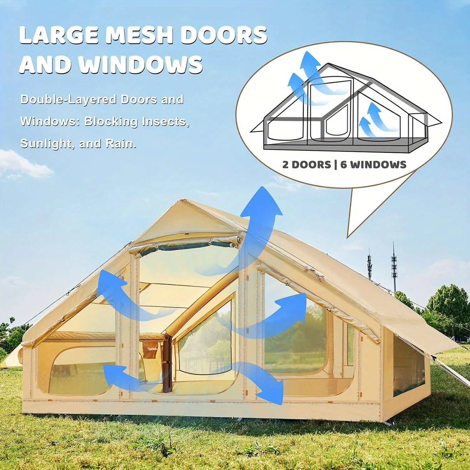 Inflatable Tent With Skylight and Chimney