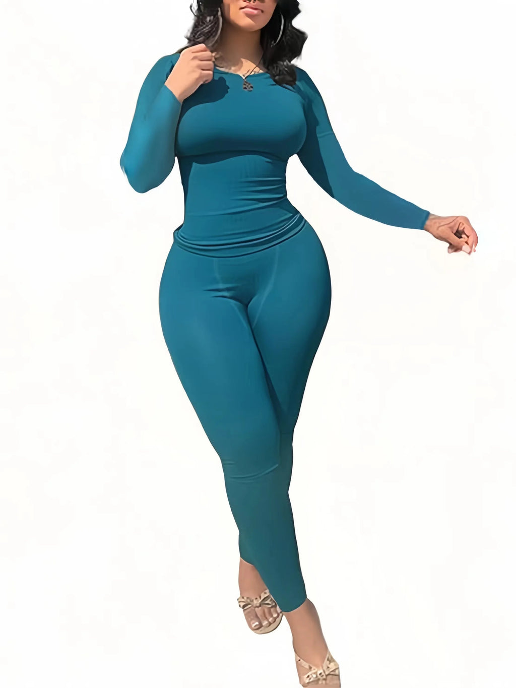 Womens Long sleeve Shirt  and Leggings Set Exercise wear 2 Piece Set