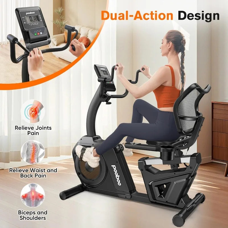 Recumbent Exercise Bike for Home Use Stationary Bike with Arm Exerciser Magnetic Recumbent Bike with Ergonomic Seat