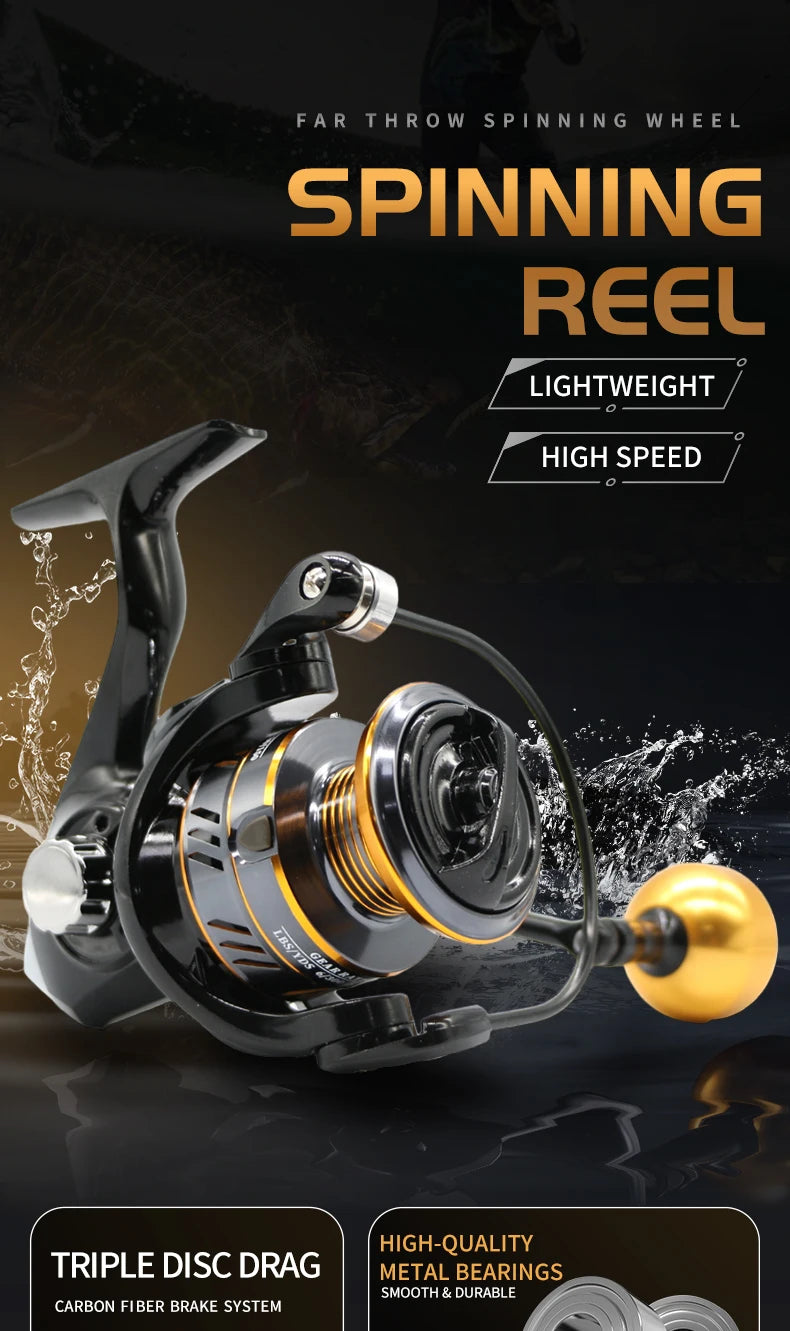 HM NEW Fishing Reel Spinning Reel Metal Reel Cup 10 kg Max Drag Power High‑Speed Spinning Wheel for Any Water Body