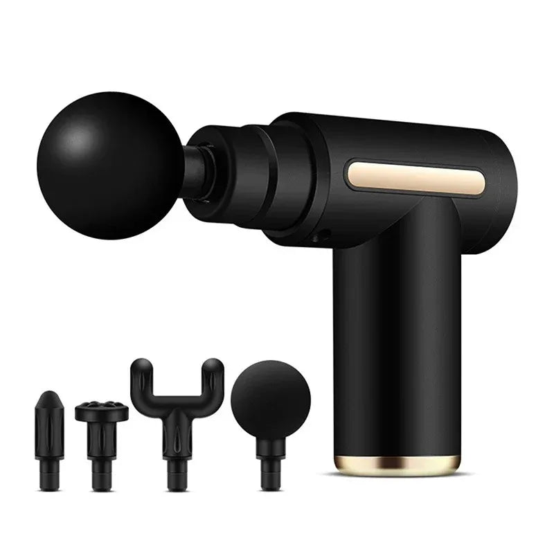 Fitness Hammer Compact Deep Tissue Massager – USB Rechargeable Fascia Gun with 4 Interchangeable Heads | Portable Muscle Massage Device for Pain Relief & Recovery