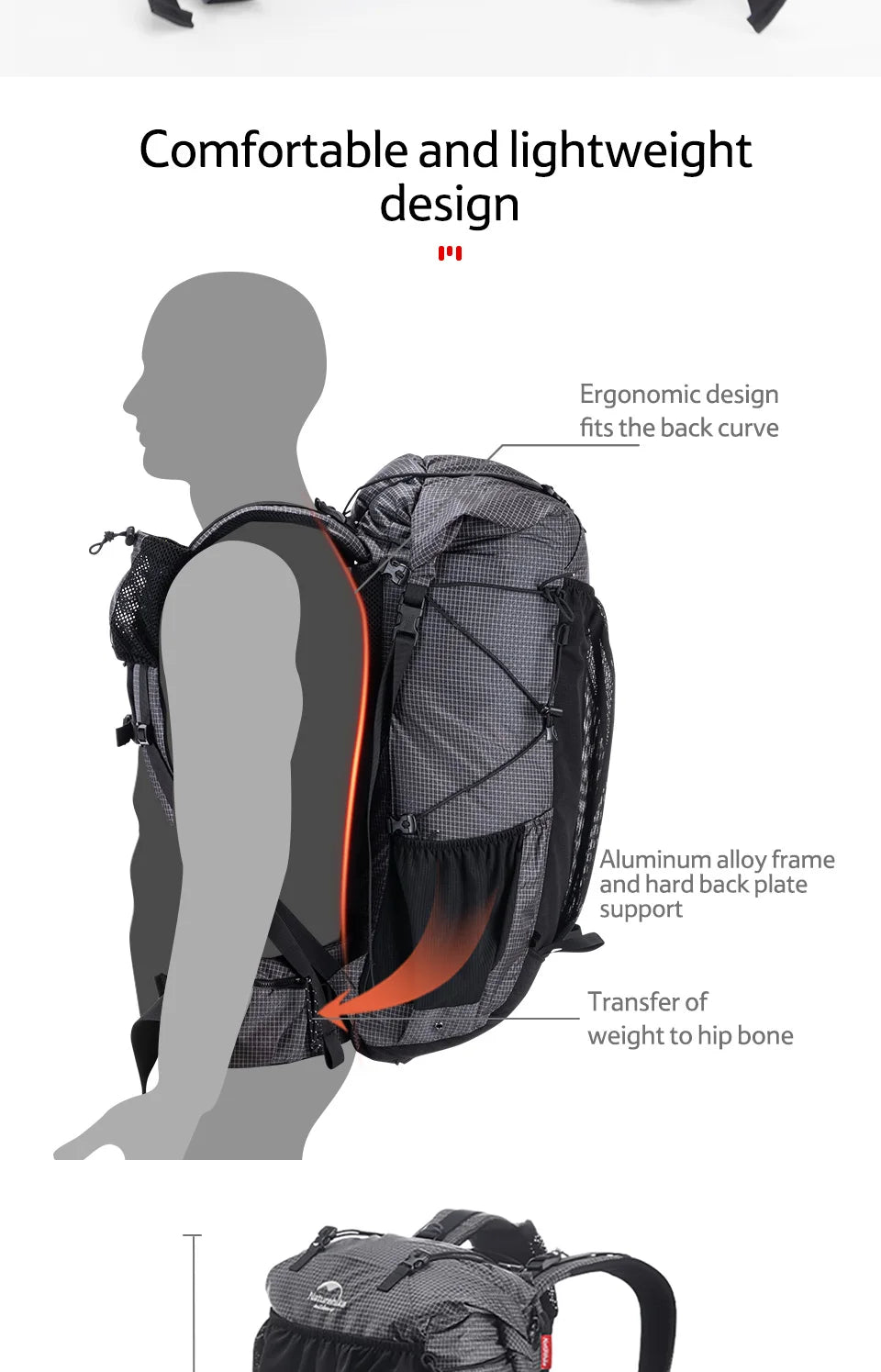 Outdoor Mountain Backpack 60+5L Waterproof High Capacity Sports Climbing Hiking Travel Bag with Rain Cover