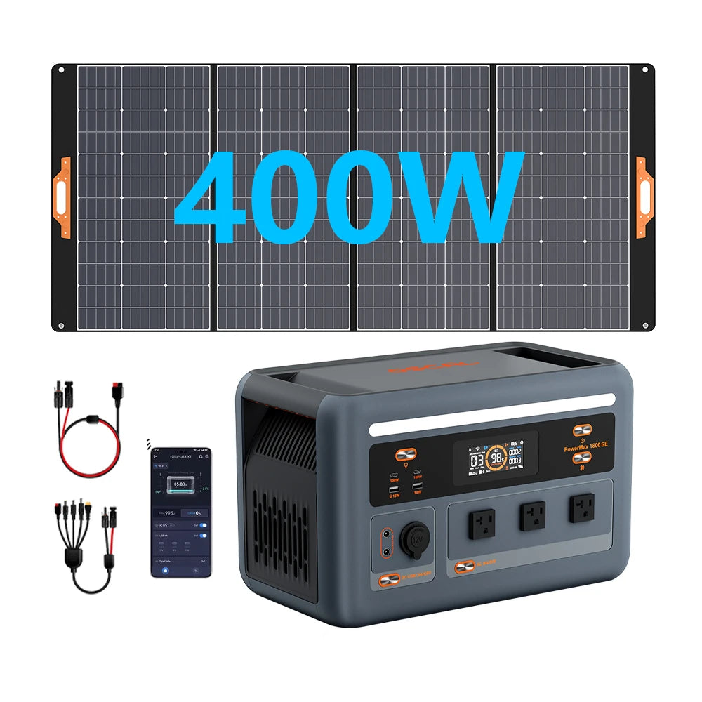 OSCAL PowerMax 1800SE Portable Power Station 1800W 120V 1024Wh LiFePO4 with 3600W Surge 1 Hour Fast Charge UPS Solar Generator and APP Control for Home Camping RV