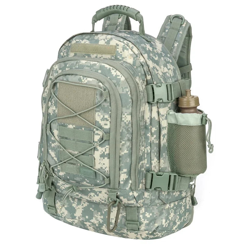 60L Men’s Tactical Travel Backpack, Expandable Hiking and Camping Pack, Army‑Style MOLLE 3‑Day Assault Rucksack