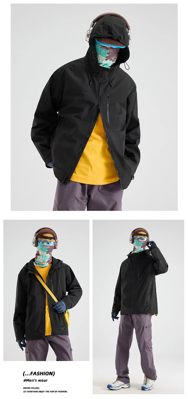 Unisex Waterproof Hiking Jacket Outdoor Hooded Windbreaker for Camping Fishing and Climbing