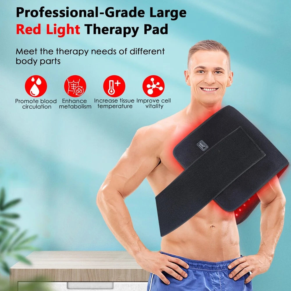Red Light Therapy Pad with Infrared LED Heat for Back Waist Knee and Joint Pain Relief