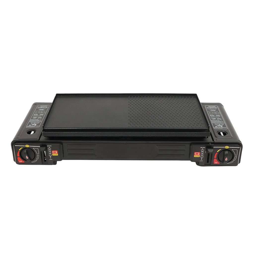 2‑Burner Portable Camping Stove 2500W Each Gas Grill Stove with Carry Case Butane/LPG Compatible