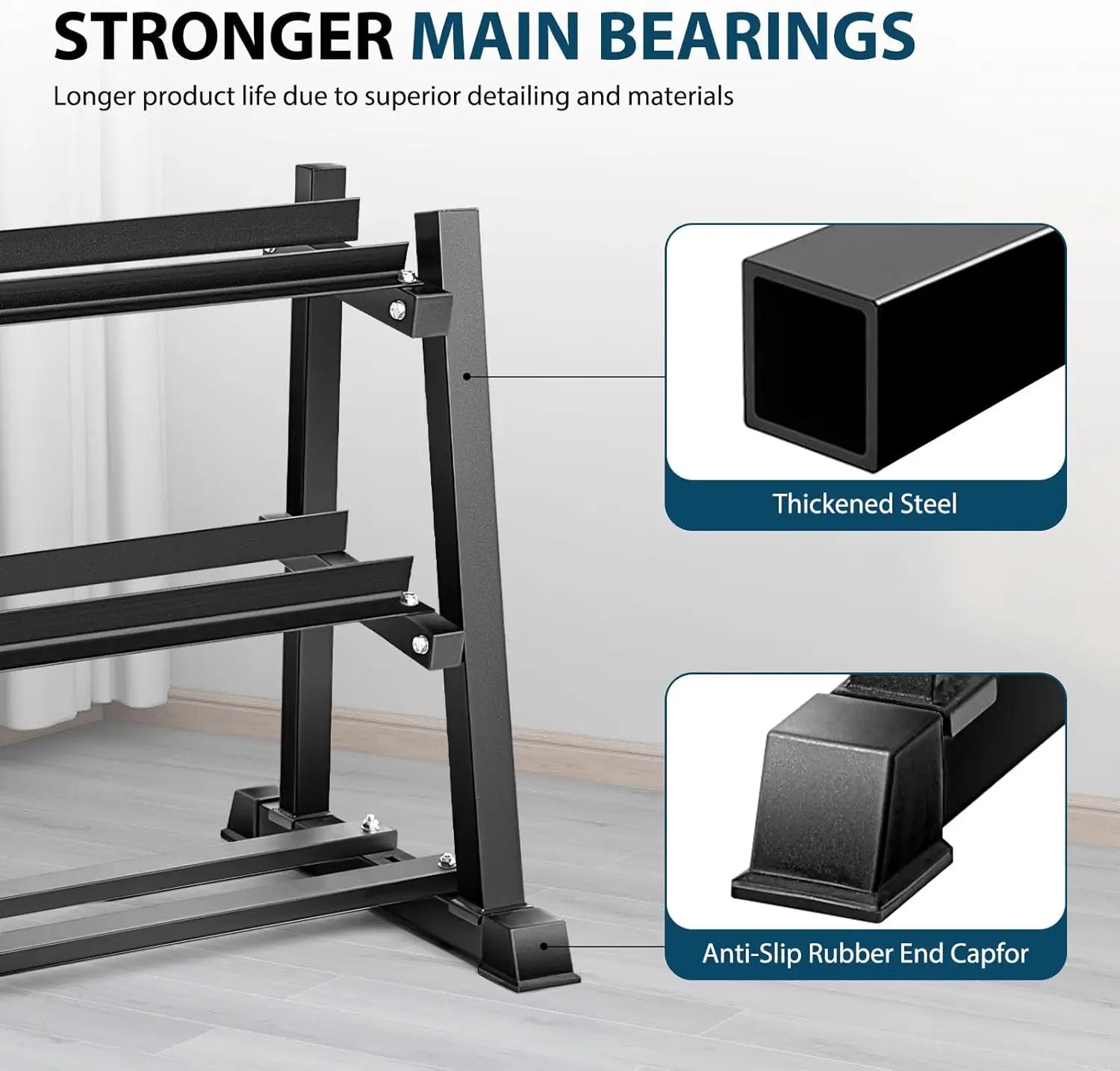 Heavy Duty Dumbbell Rack with Adjustable Storage for Home Gym Holds Up To 1100lbs