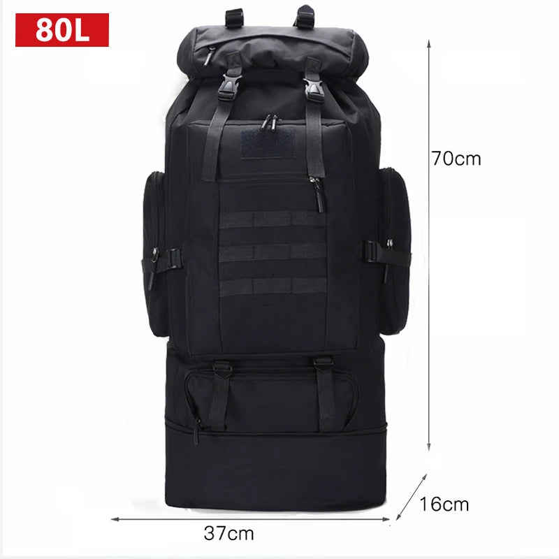 80L 100L Mountaineering Bag Climb Bag Tactical Backpack Large Outdoor Hiking Camping Travel Backpack