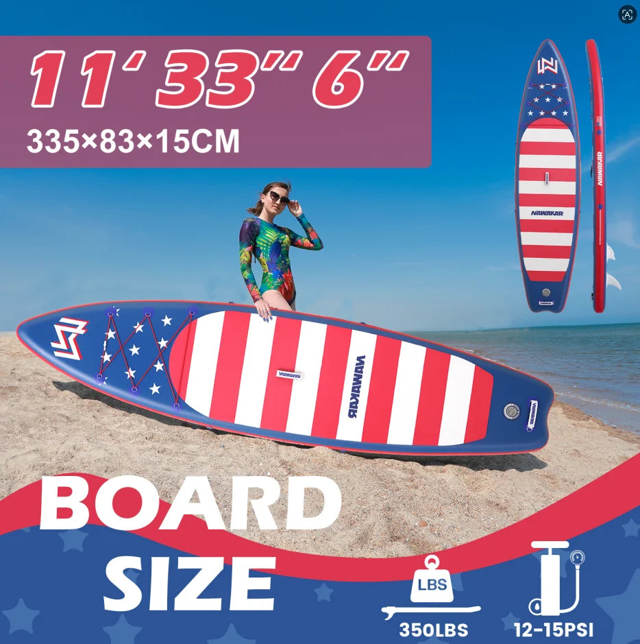 Inflatable Surfboard for Men and Women, Portable Reinforced Paddle Board for Sea Surfing and Lure Fishing