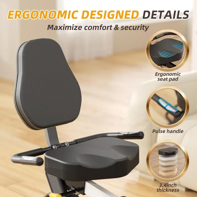 Recumbent Exercise Bike for Home Recumbent Stationary Bike 400lb Capacity Quiet Magnetic Exercise Bike with Ergonomic Seat