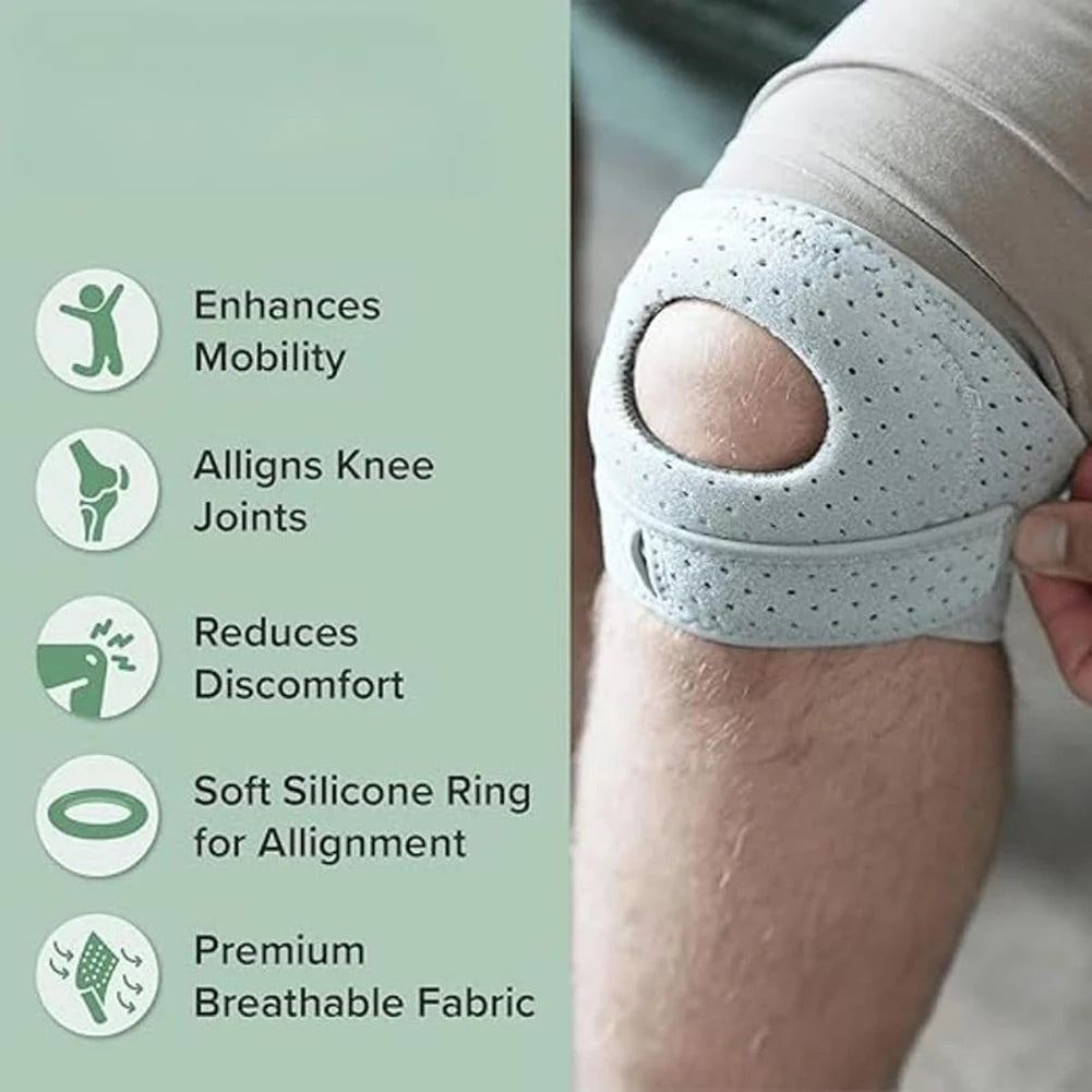 Knee Support Wrap – Adjustable Compression Sleeve with Patella Tendon Strap for Arthritis, Joint Pain, Tendonitis & Ligament Injury Relief