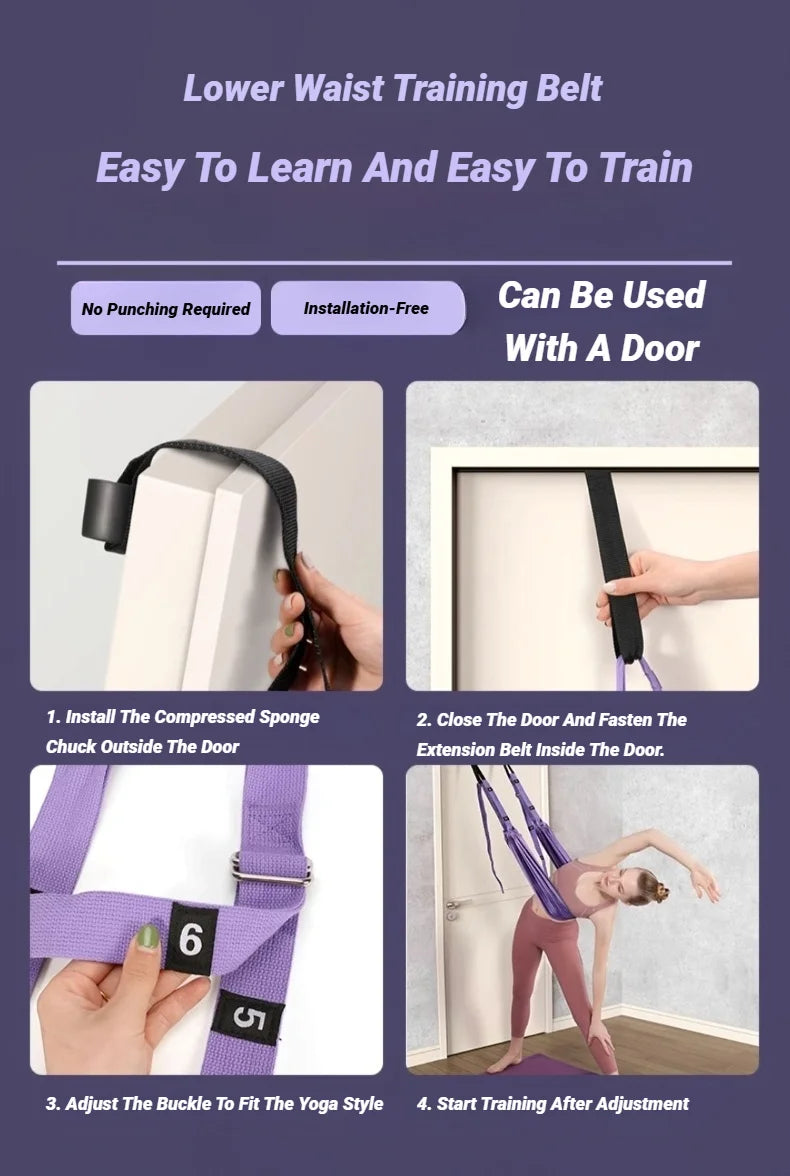 Adjustable Aerial Yoga Stretch Strap — Leg Splits, Flexibility, and Hammock Training