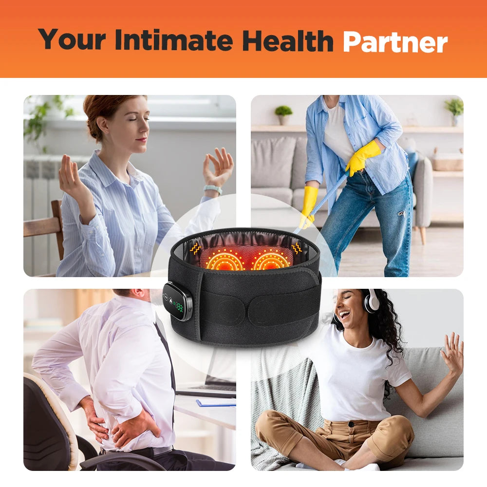Heating Vibration Massager Belt Red Light Hot Compress Waist Support Brace Waist Back Massage Lumbar Support Belt
