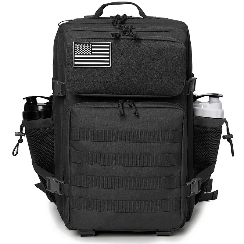 45L Tactical Backpack Survival Bag Hunting MOLLE Backpack Gym Men EDC Outdoor Hiking Rucksack with Bottle Holder
