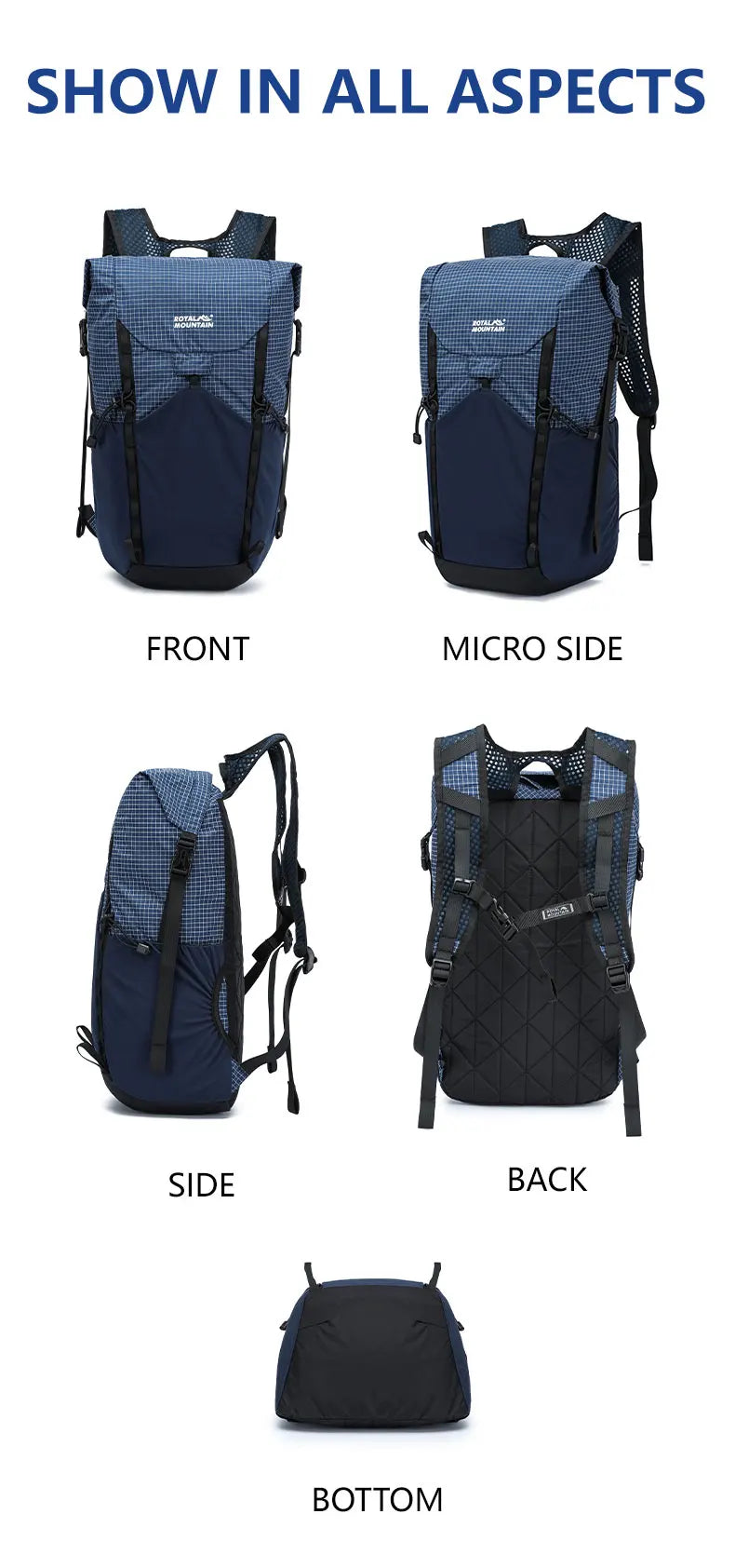 Royal Mountain Brand New 20L Foldable Lightweight Backpack for Hiking Daypack UHMWPE Fabric
