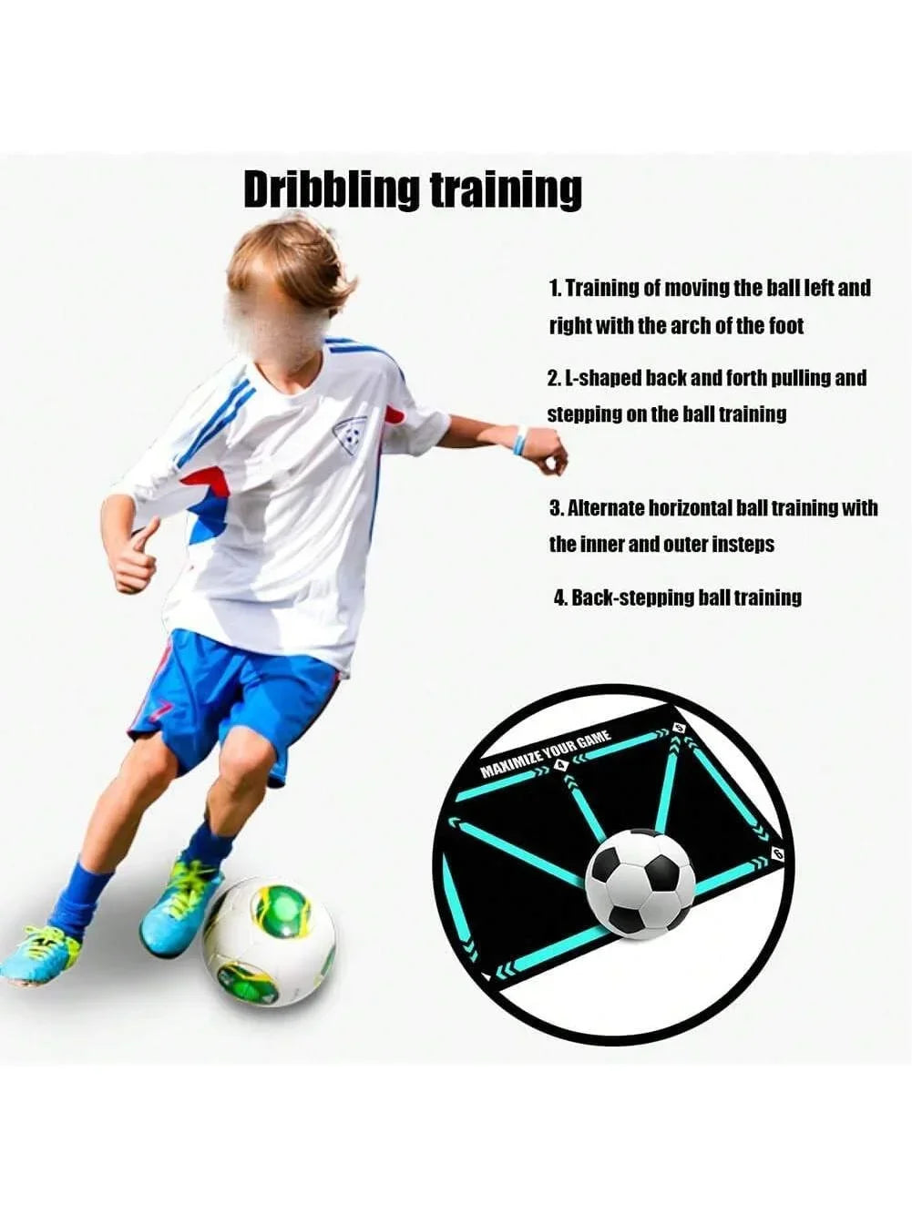 Soccer Ball Control Training Mat Stable Silent Rubber Base Digital Guidance Design Improve Ball Sense Daily Training